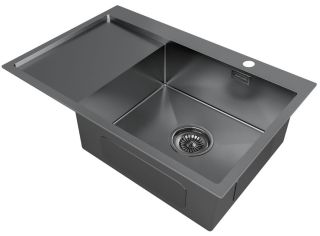 Мойка кухонная Paulmark Kroner PM217851-GMR правая воронёная сталь